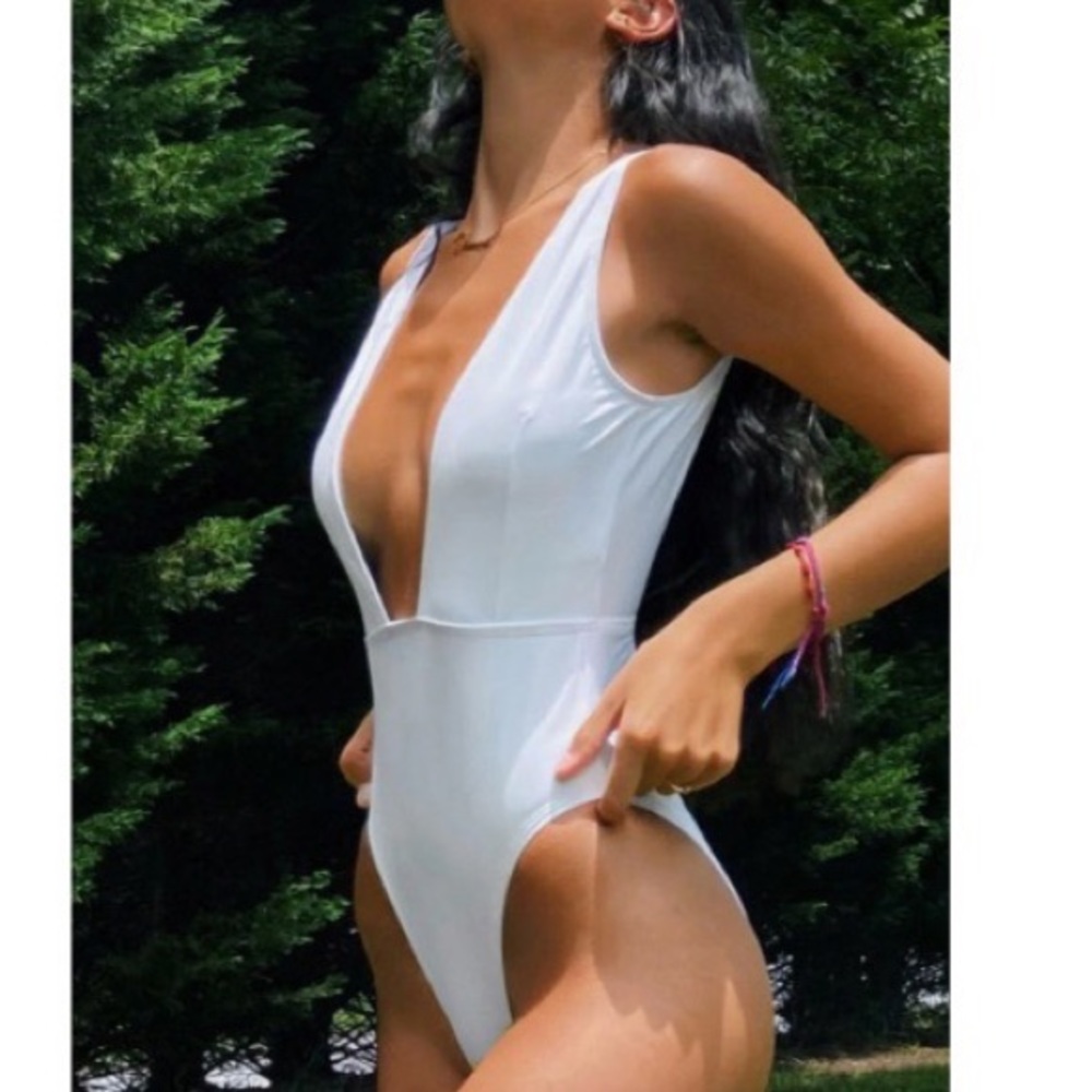 Zaful Deep Plunge High Cut Bathing Suit